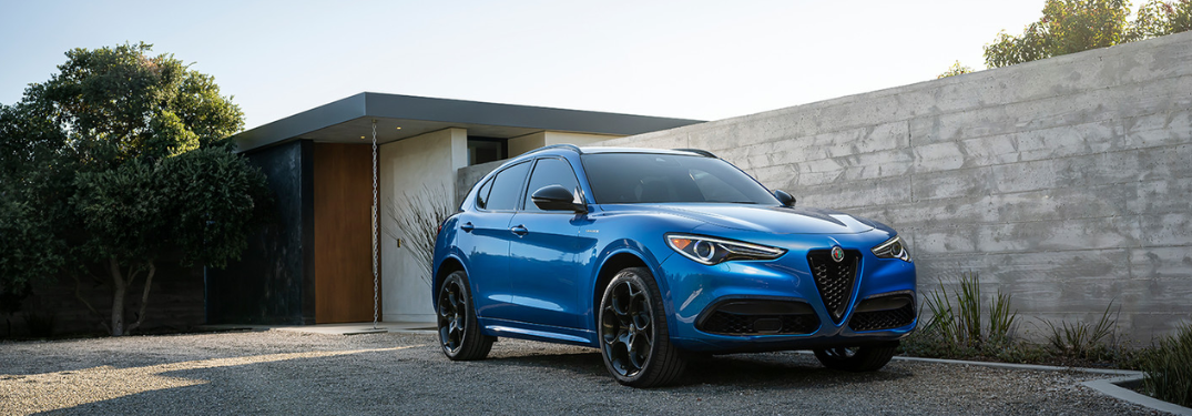 2023 Stelvio parked in front of a wall