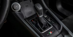 Interior of the 2025 Alfa Romeo Tonale PHEV featuring the gear shift.