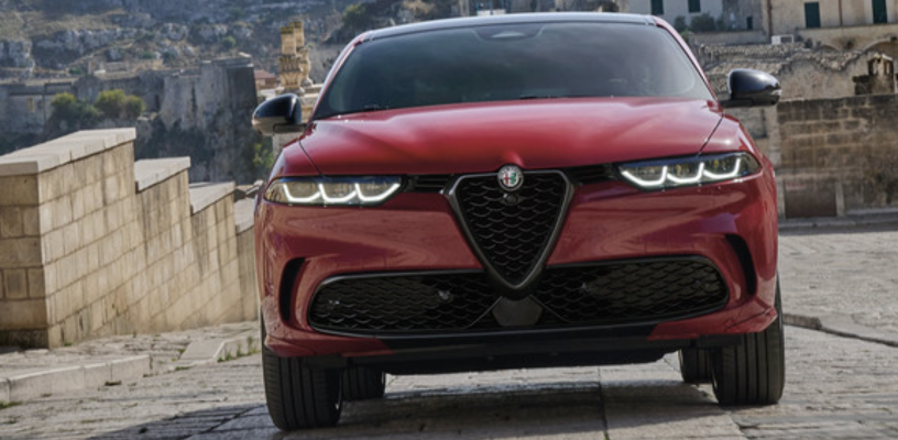 Exterior of red 2025 Alfa Romeo Tonale PHEV.