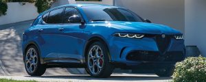 Exterior of a blue 2025 Alfa Romeo Tonale PHEV.