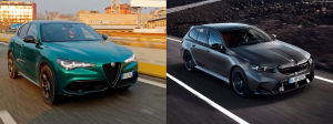 2025 Alfa Romeo Tonale PHEV and 2026 BMW M5 Touring driving side by side