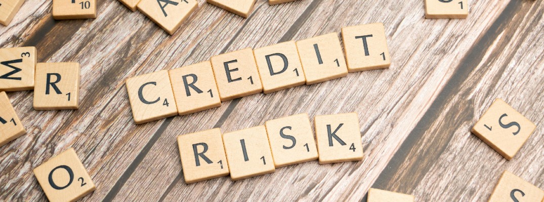 A stock photo with Scrabble tiles spelling credit risk.