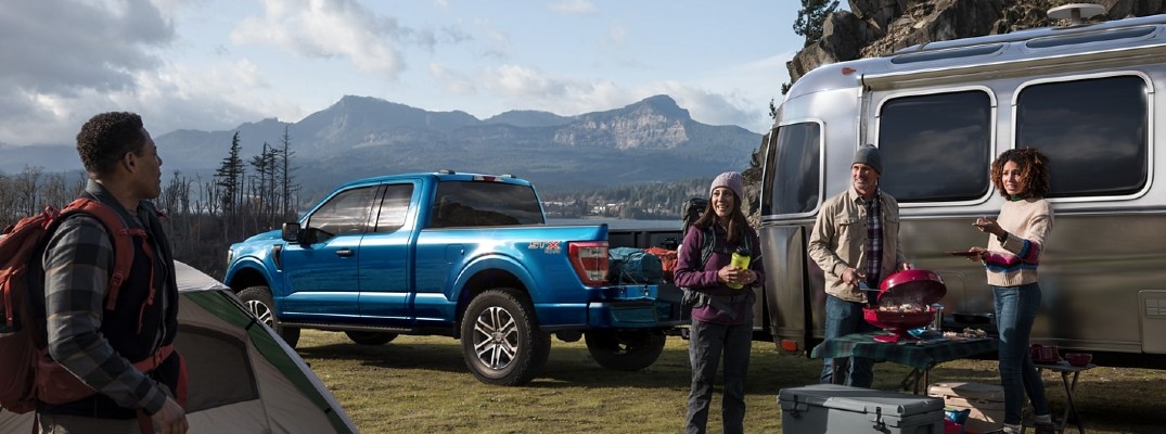 Ford F-150 parked at a campsite