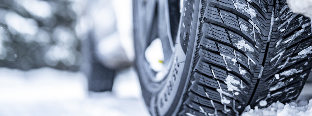 close up of a winter tire