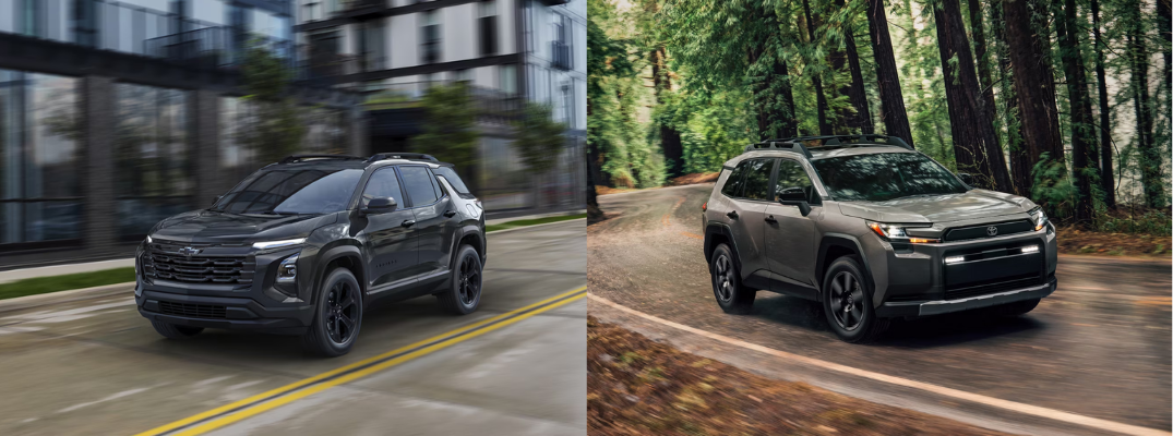 2026 Chevrolet Equinox and 2026 Toyota RAV4 edited next to each other