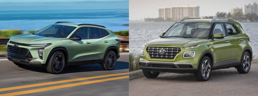 2026 Chevrolet Trax vs. 2026 Hyundai Venue driving next to each other