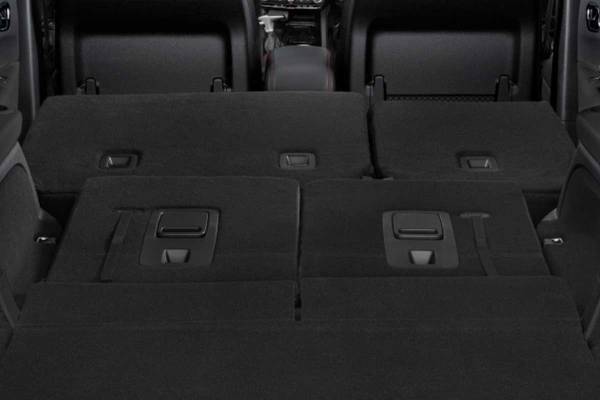 The 2026 Dodge Durango's cabin with the seats folded flat. ew 2026 Dodge Durango interior cabin guide at Blenheim Chrysler Dodge Jeep Ram in Blenheim, ON