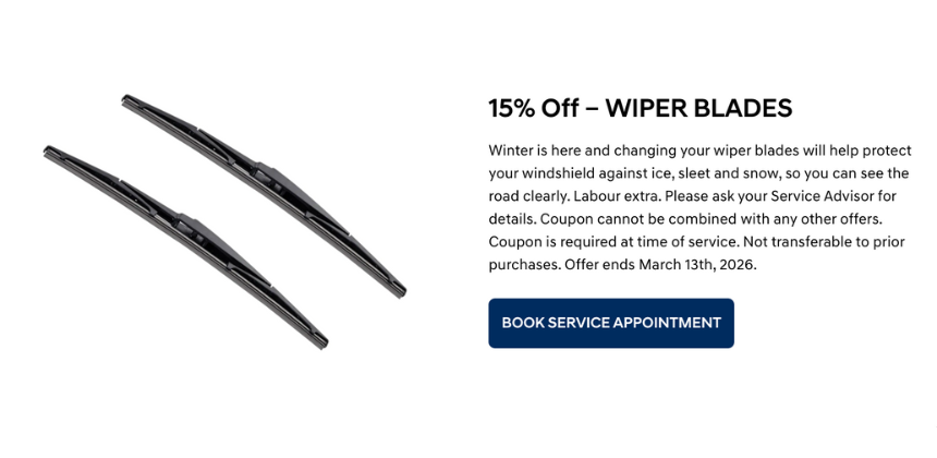 15% off Wiper Blades at Bourgeois Midland Hyundai