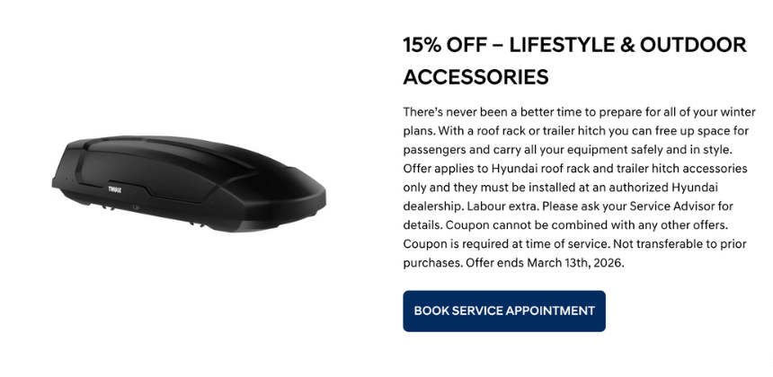 15% off Lifestyle Accessories at Bourgeois Midland Hyundai