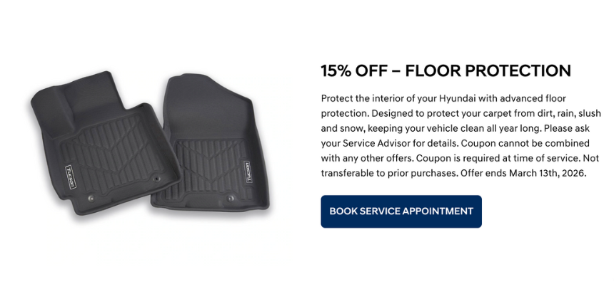 15% off Floor Protection at Bourgeois Midland Hyundai