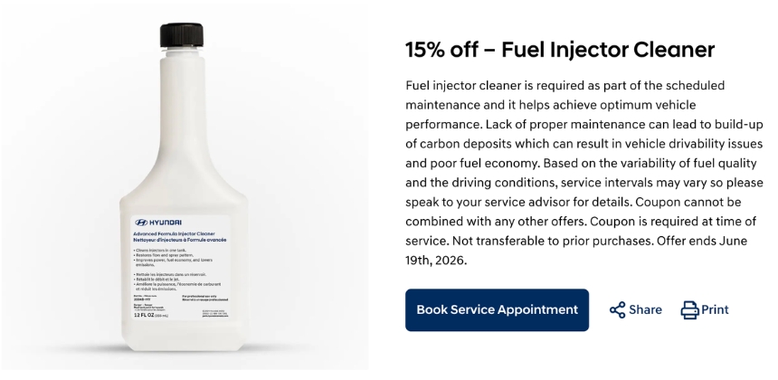 15% off Fuel Injector Cleaner at Bourgeois Midland Hyundai