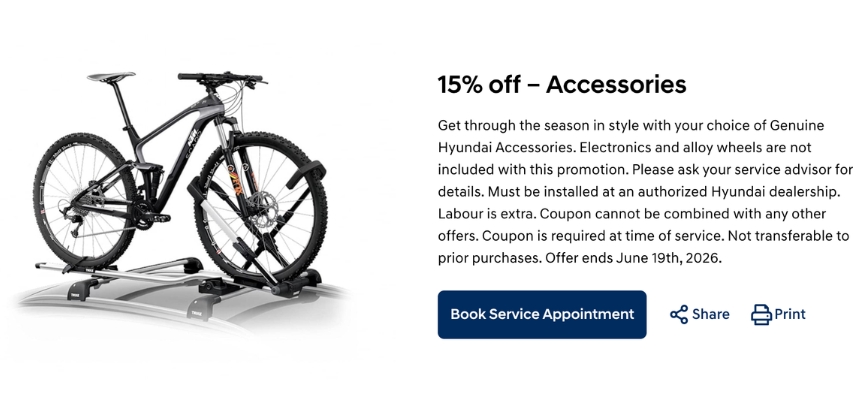 15% off Lifestyle and Vehicle Accessories at Bourgeois Midland Hyundai