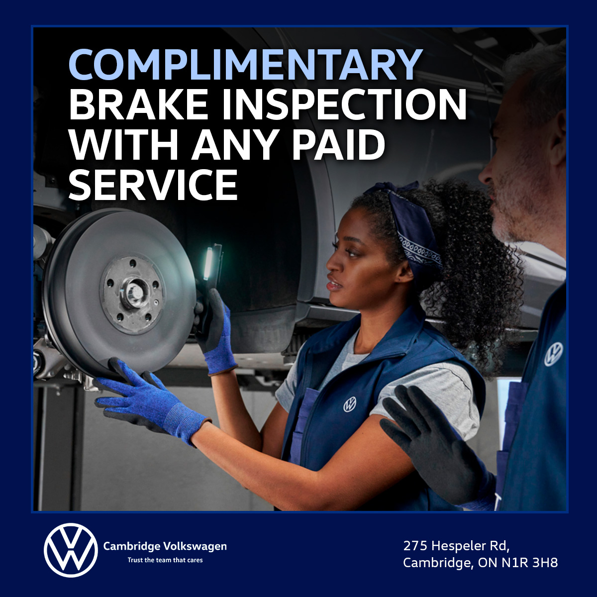 Complimentary Brake Inspection with any paid Service