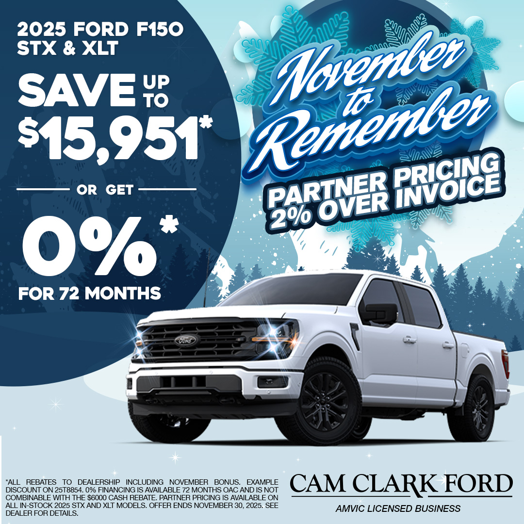 0% for 72 Months on a 2025 Ford F150 STX and XLT Trucks! - Cam Clark ...