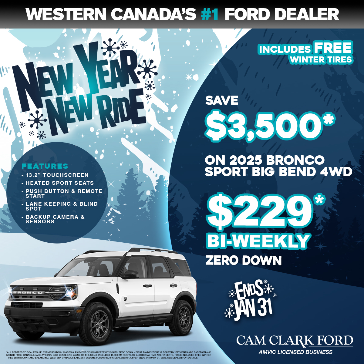 2025 Bronco Sport Big Bend 4WD for Only $229* with ZERO Down!
