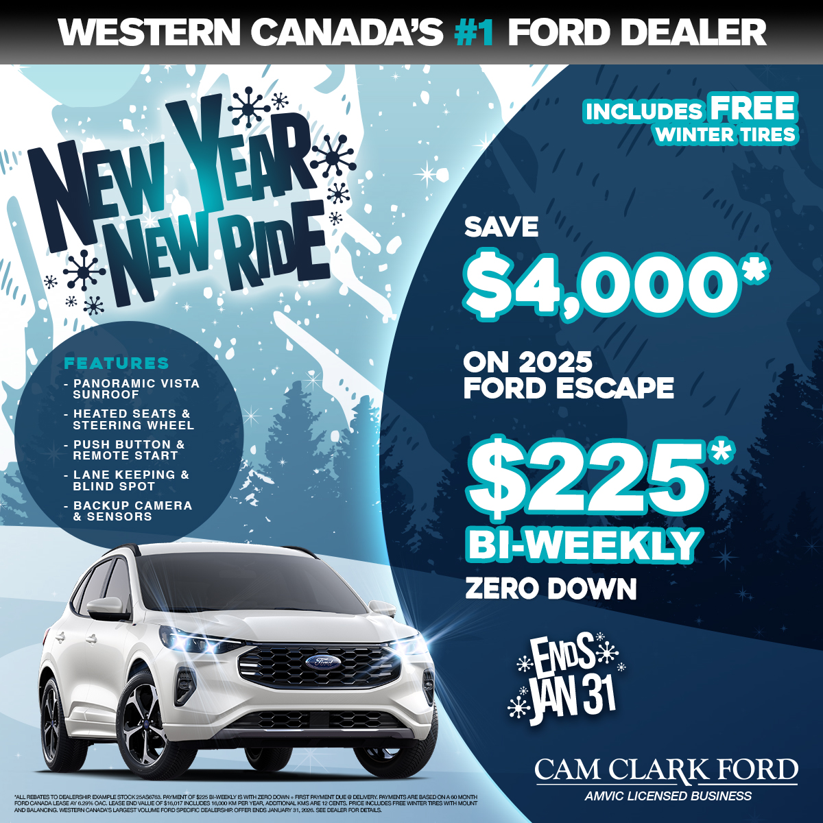 Only $225* Bi-Weekly with Zero Down on a 2025 Ford Escape!