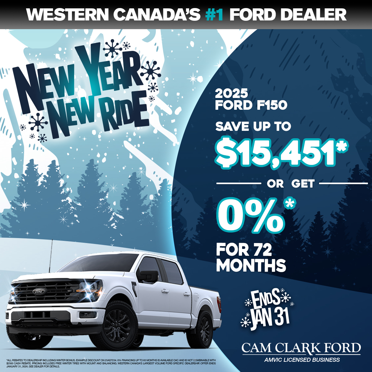 0% for 72 Months on a 2025 Ford F150!