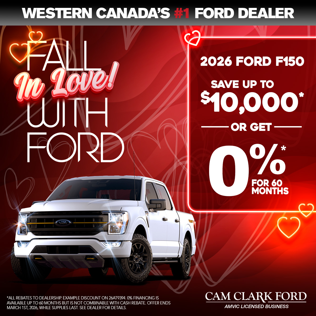 0% for 60 Months on a 2026 Ford F150!