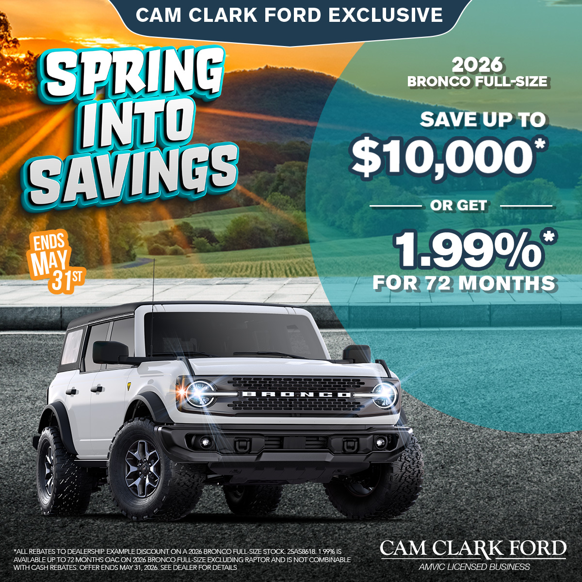 SAVE up to $10,000* on a 2026 Bronco Full Size!