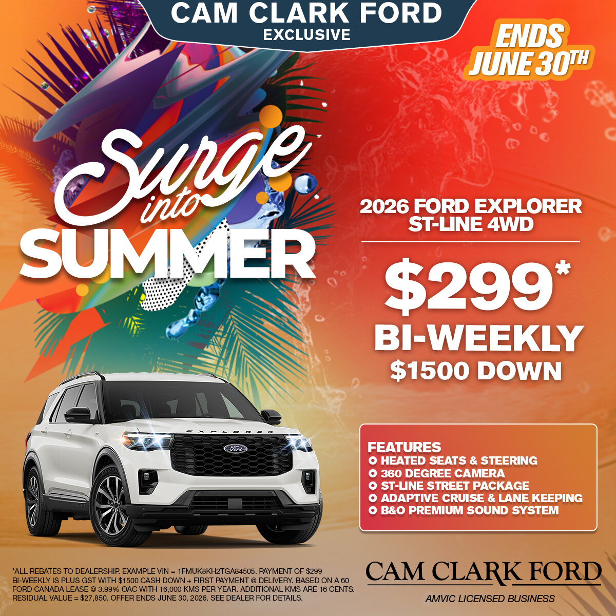 Only $299* By-Weekly on a 2026 Ford Explorer ST-Line 4WD!
