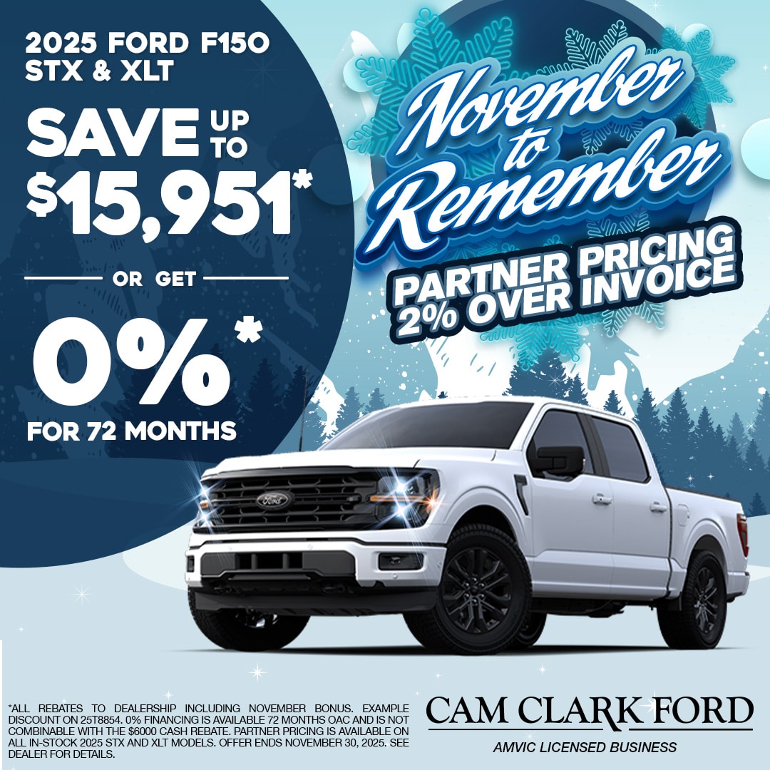 0% for 72 Months on a 2025 Ford F150 STX and XLT Trucks!