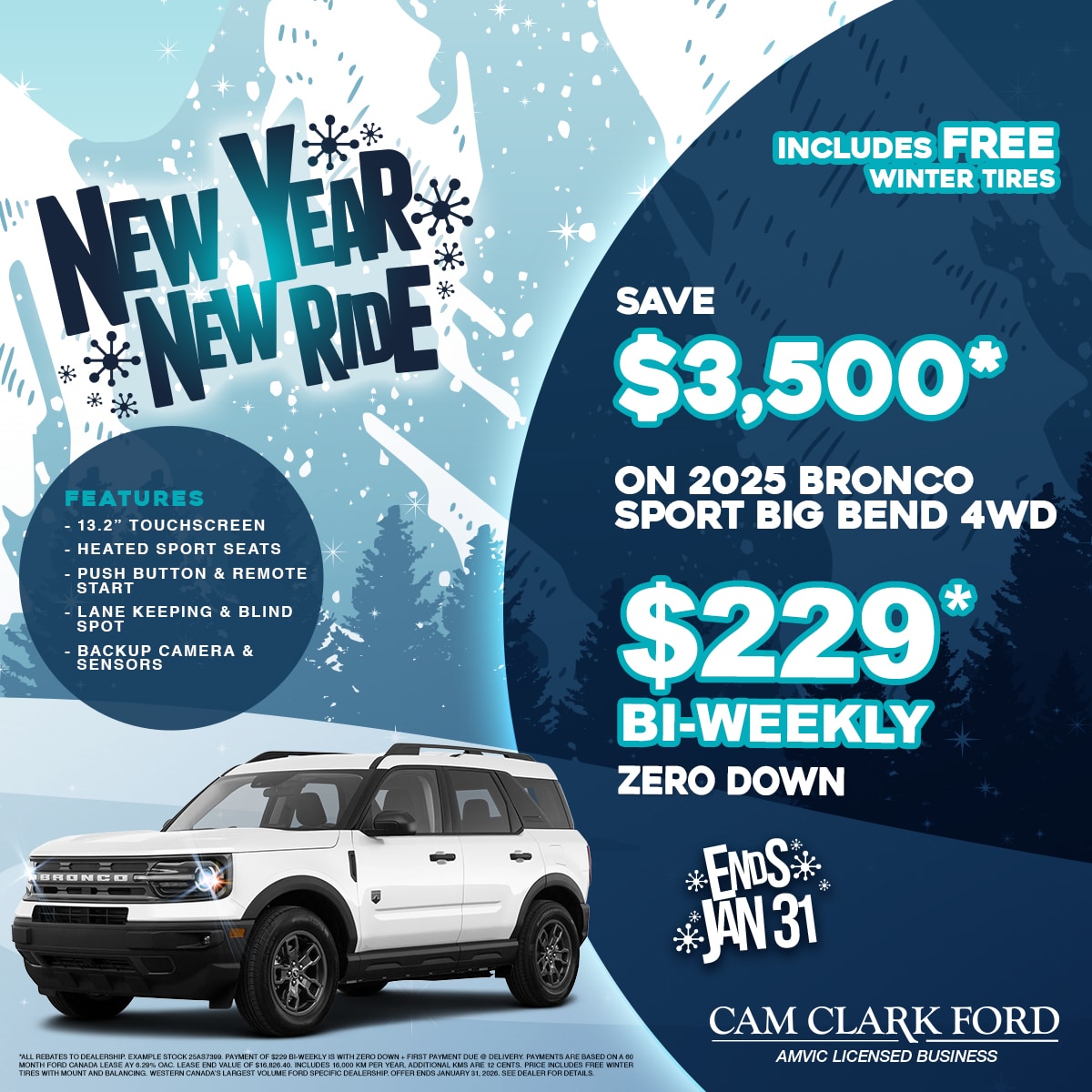 2025 Bronco Sport Big Bend 4WD for Only $229* with ZERO Down!