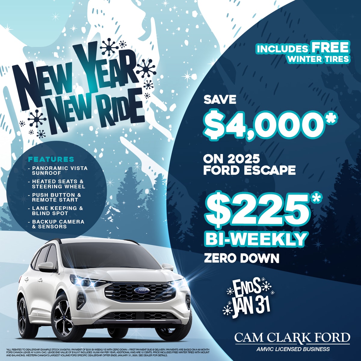 Only $225* Bi-Weekly with Zero Down on a 2025 Ford Escape!