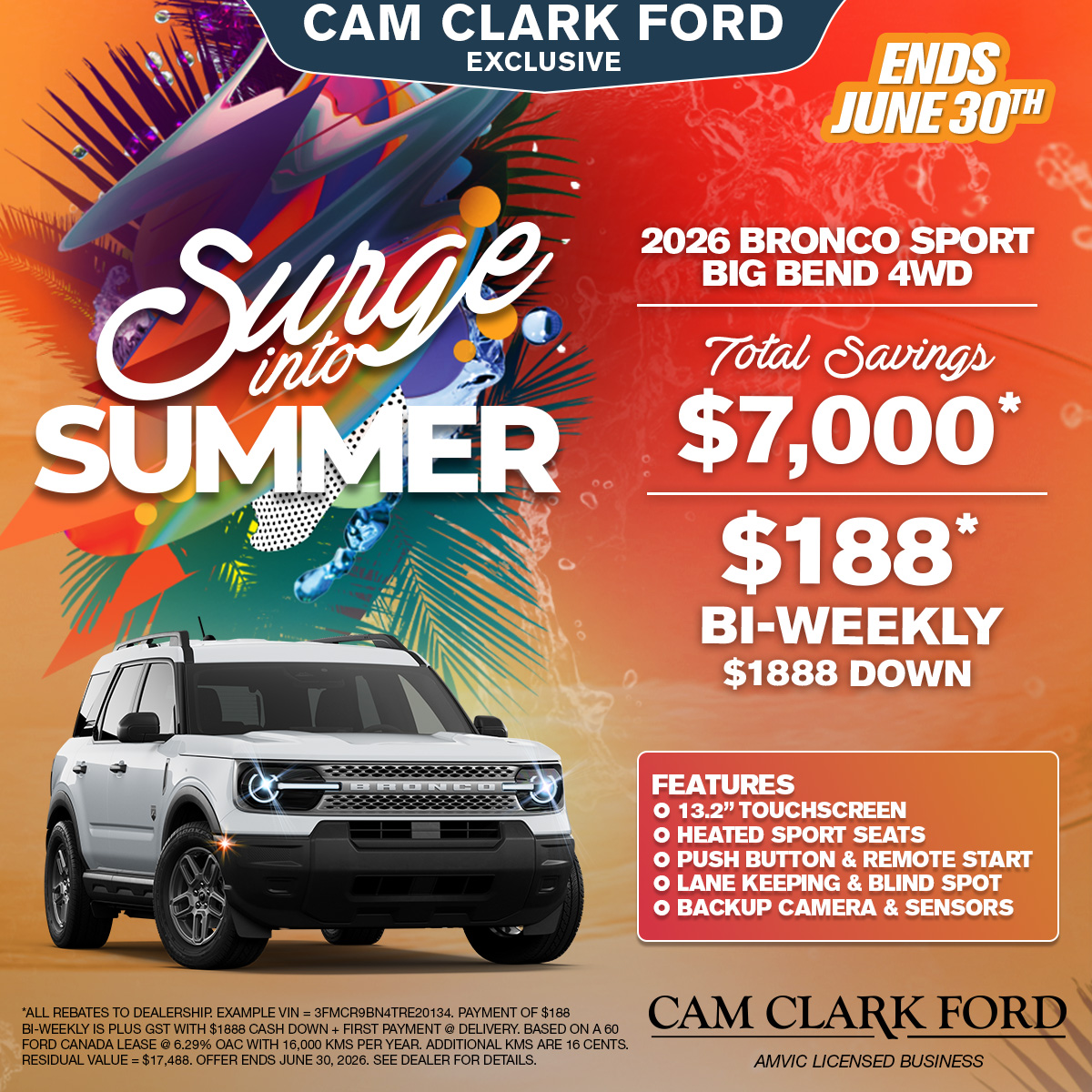 2026 Bronco Sport Big Bend 4WD for Only $188* B/W!