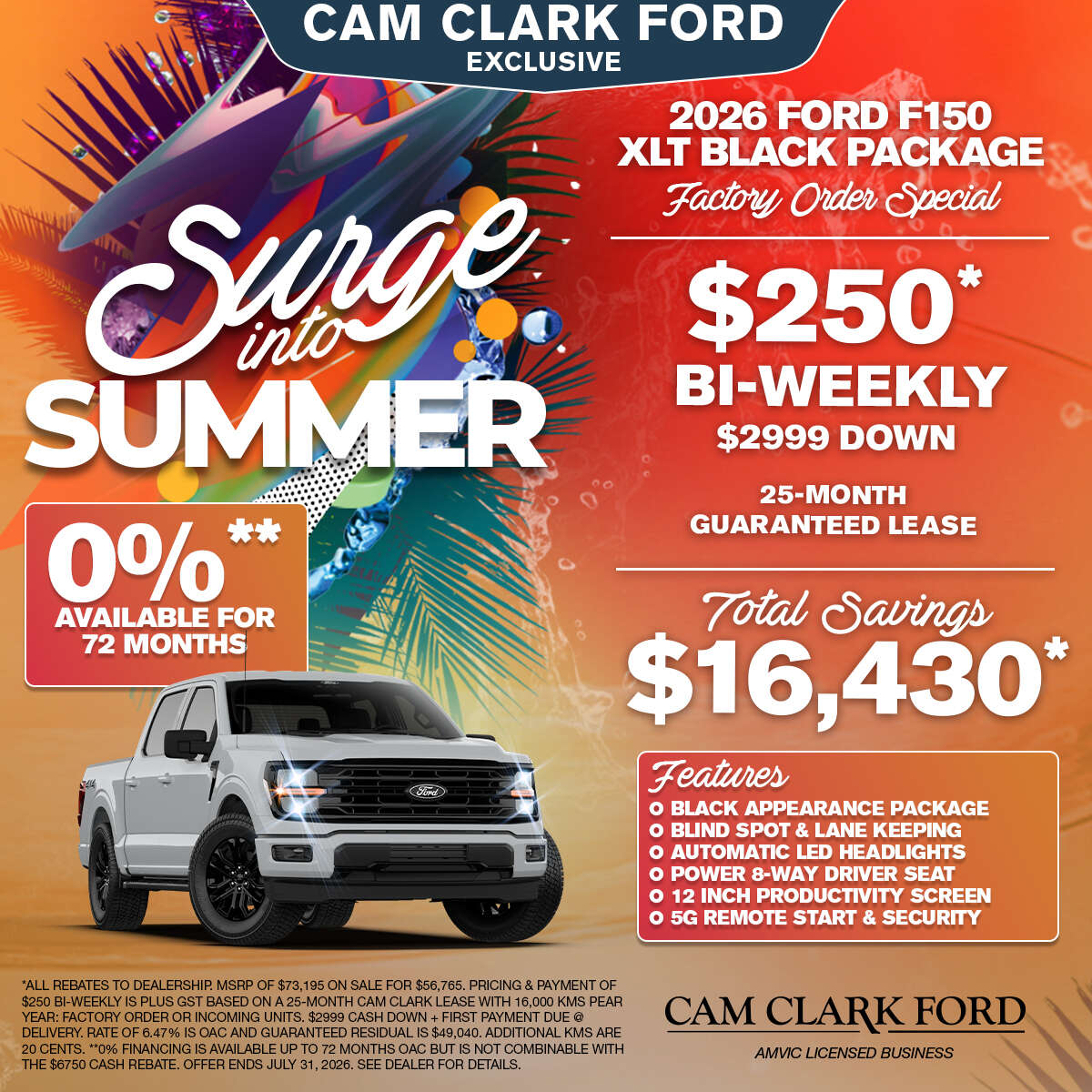 ONLY $250* bi-weekly on a 2026 Ford F-150 XLT Black Package!