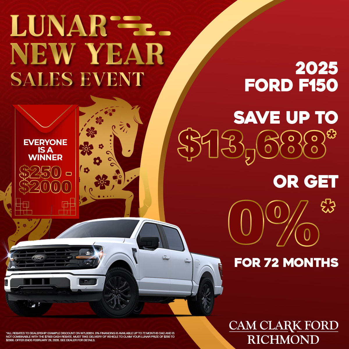 0%* for 72 Months on a 2025 Ford F150!