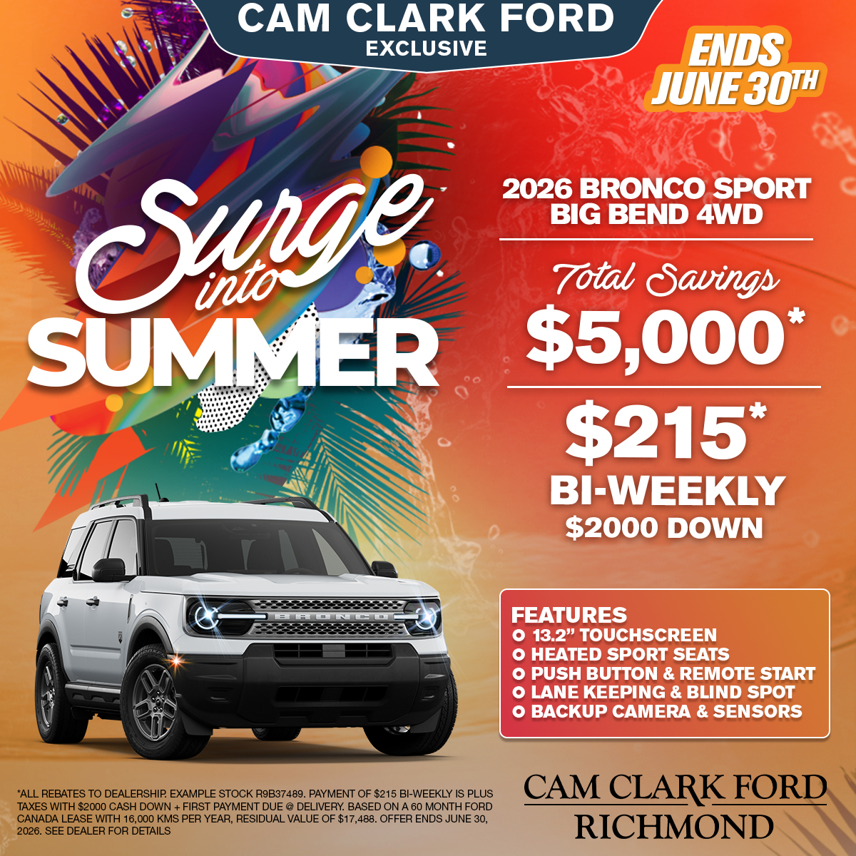 Save $5,000* on a 2026 Bronco Sport Big Bend!