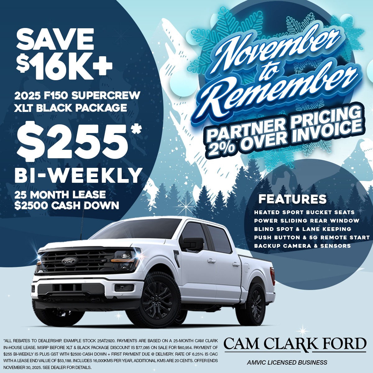 Save over $16,000 on a 2025 Ford F150 Supercrew XLT Black Package!