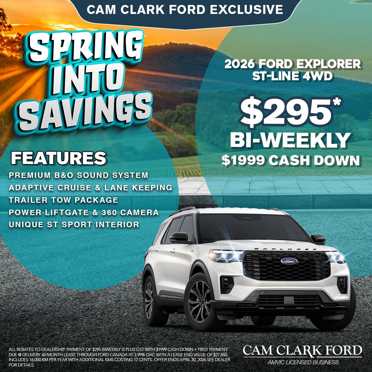 Only $295* By-Weekly on a 2026 Ford Explorer ST-Line 4WD!