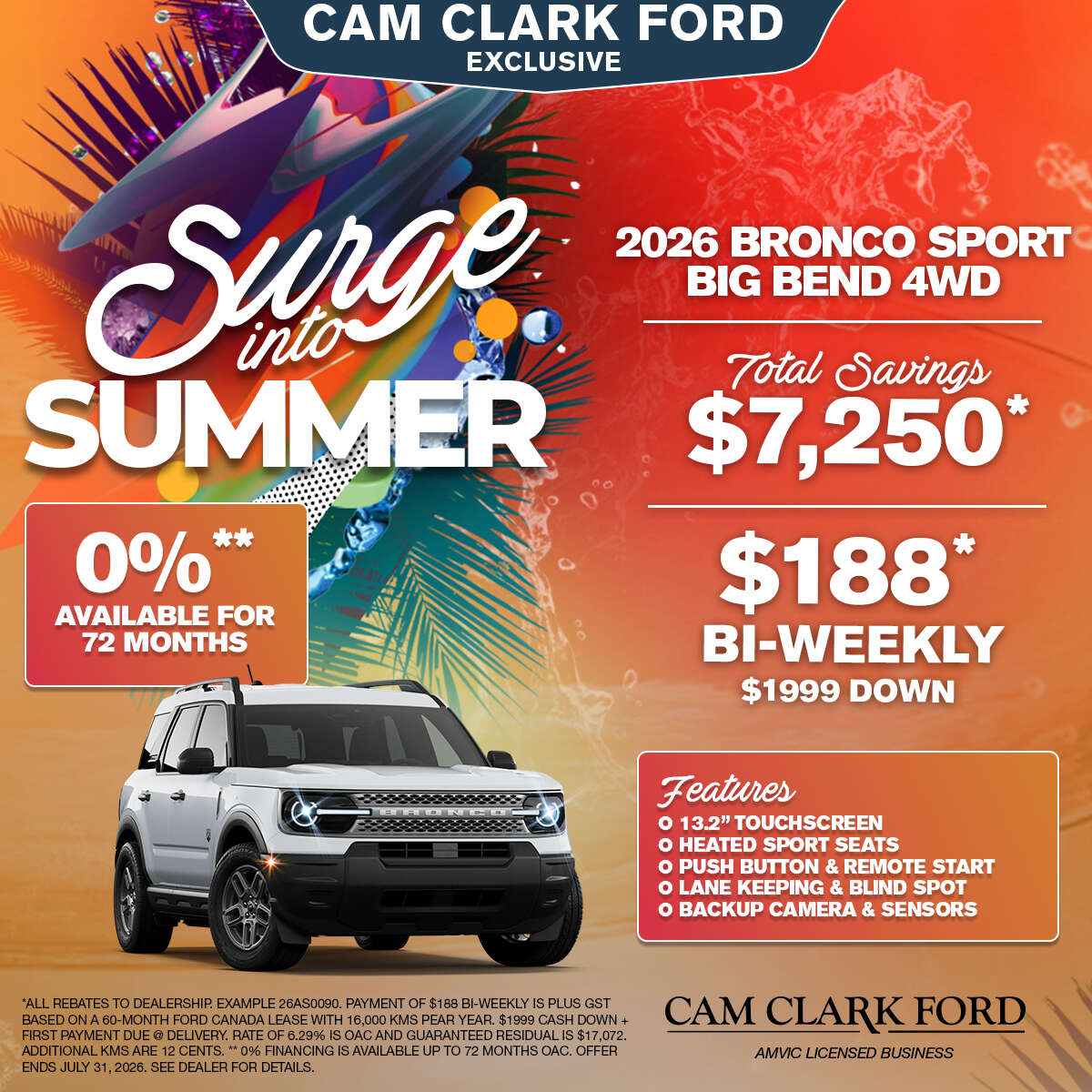 2026 Bronco Sport Big Bend 4WD for Only $188* B/W!