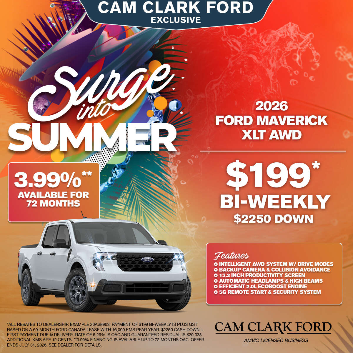 Only $199 Bi-Weekly on a 2026 Ford Maverick XLT AWD!