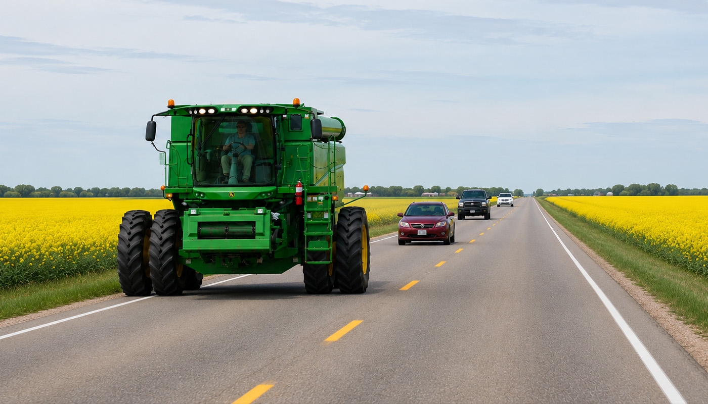 Combine on Highway