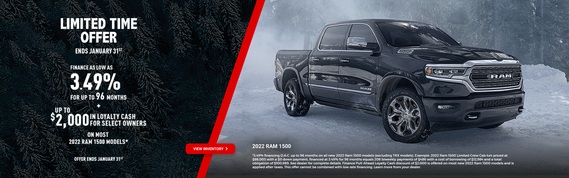 2022 RAM 1500 Promotional Banner