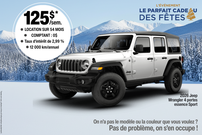 2026 Jeep Wrangler 4 portes essence Sport