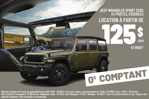 2026 Jeep Wrangler Sport (4 Portes, Essence)