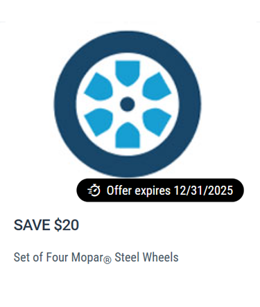 Set of Four Mopar® Steel Wheels – $20 OFF
