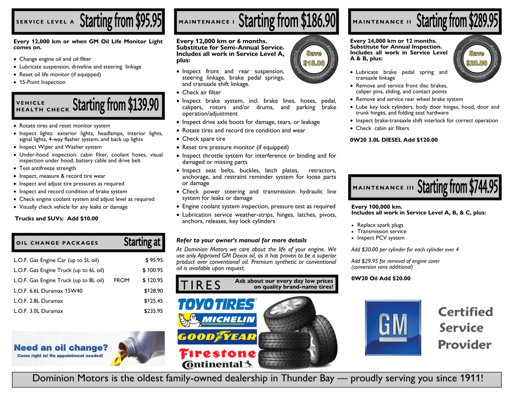 Vehicle Maintenance Services in Thunder Bay, ON | Dominion Motors
