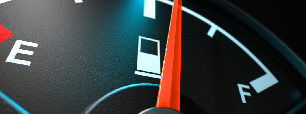 Gas guage leaning towards full