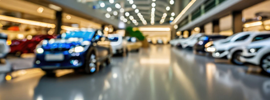 Blurry shot of car showroom
