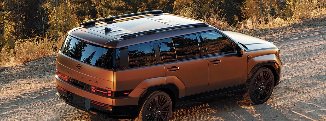 Hyundai Santa Fe rear side shot parked on sand