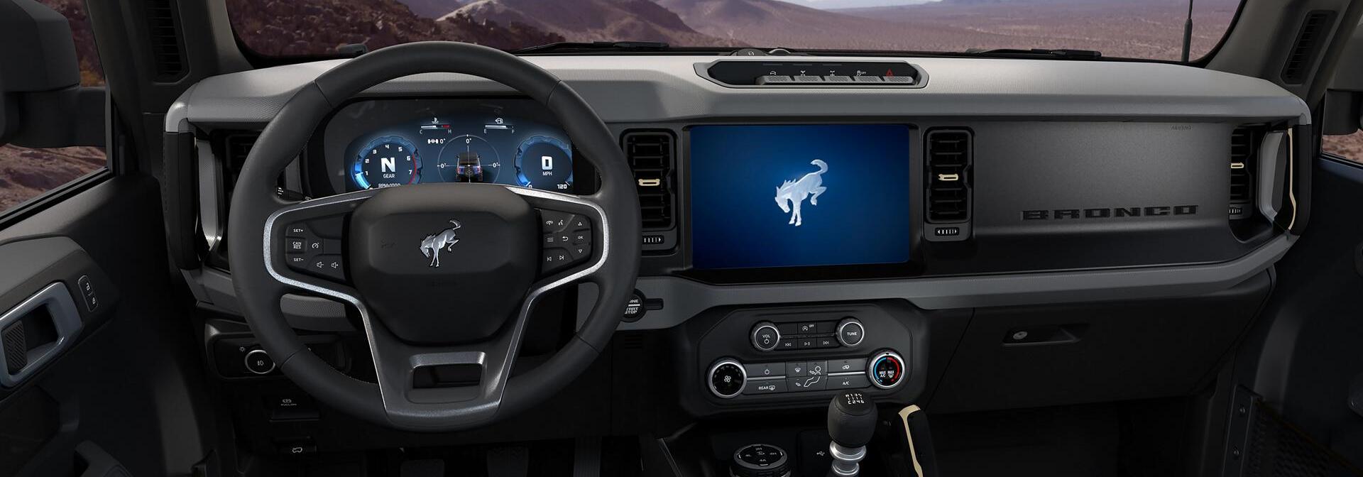 2026 Ford Bronco steering wheel and multimedia screen