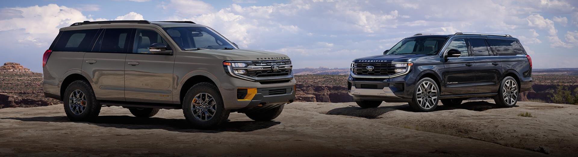 2025 Ford Expedition MAX models parked on dirt path