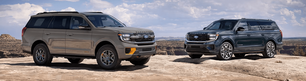2026 Ford Expedition MAX models parked on dirt terrain