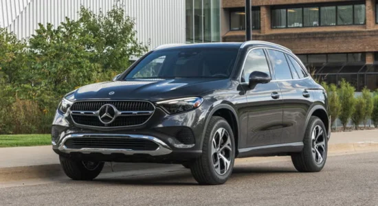 2026 Mercedes-Benz GLC350e Hybrid luxury SUV parked in an urban setting, featured by DRIVEN Newmarket as a premium plug-in hybrid SUV.