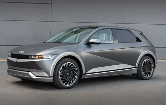 Grey Hyundai IONIQ 5 AWD (2022+) electric crossover parked outdoors, featured by DRIVEN Newmarket as a modern all-wheel-drive EV.
