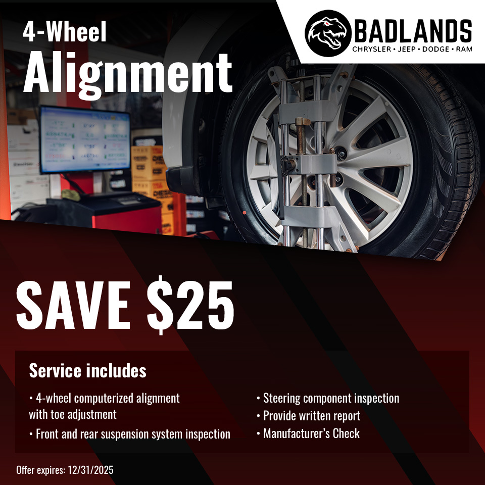 Save $25 on a 4 Wheel Alignment